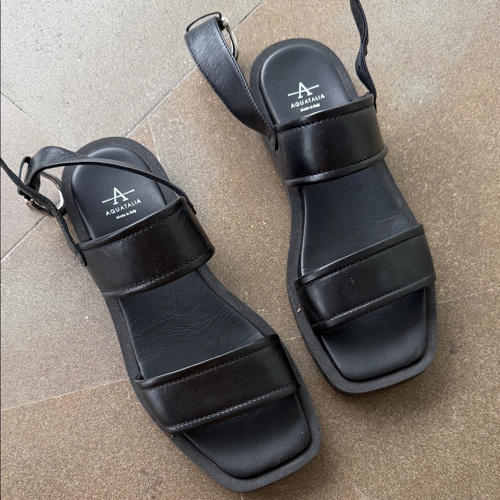 Aquatalia Black Strappy Sandals